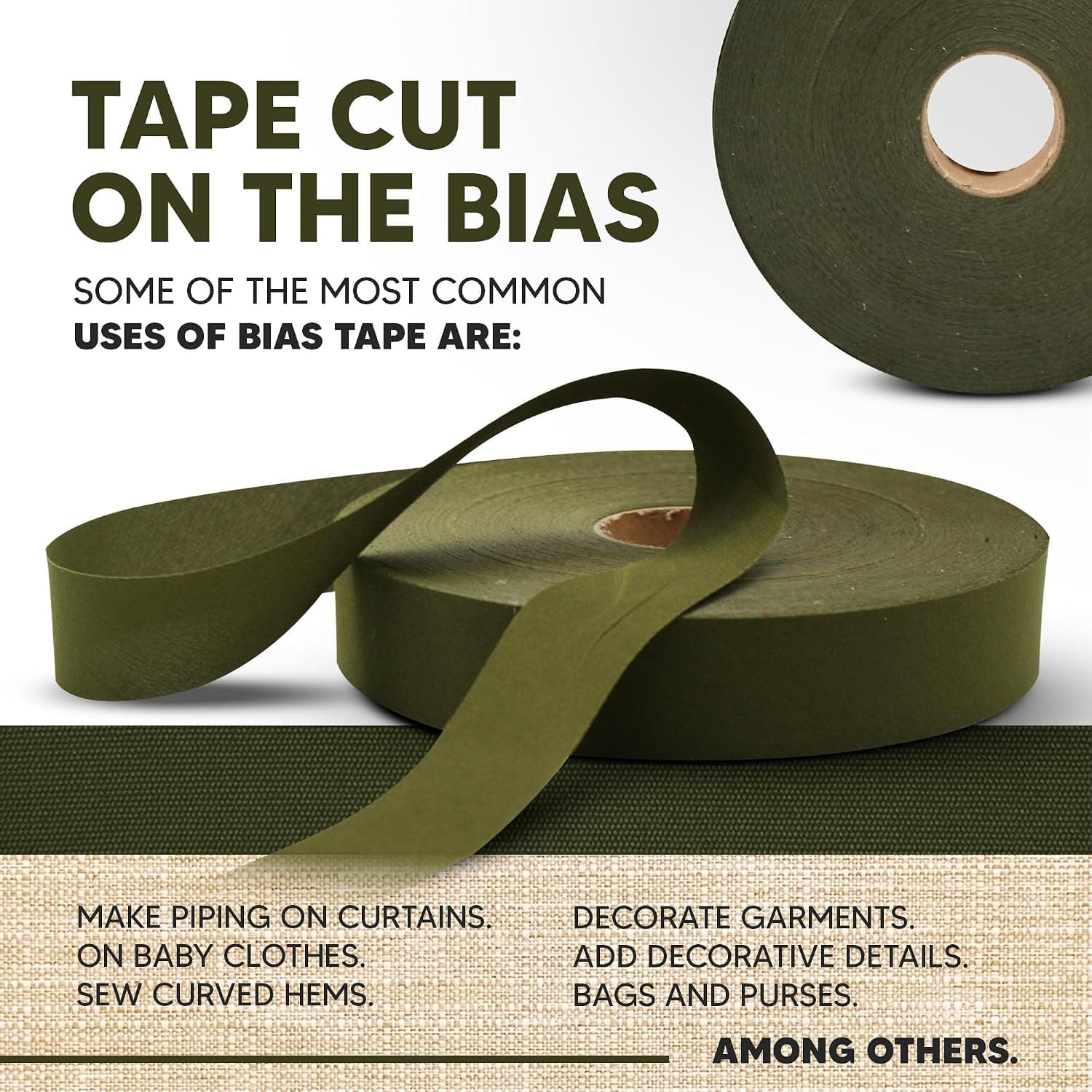 DOJA Barcelona | Biais de Couture Vert | 1 Rouleau Biais Couture 100m | Large 50mm | Ruban Vert Polyester | Biais au Metre | pour Ruban Couture, Passepoil Couture, Galon Couture, Mercerie Biais