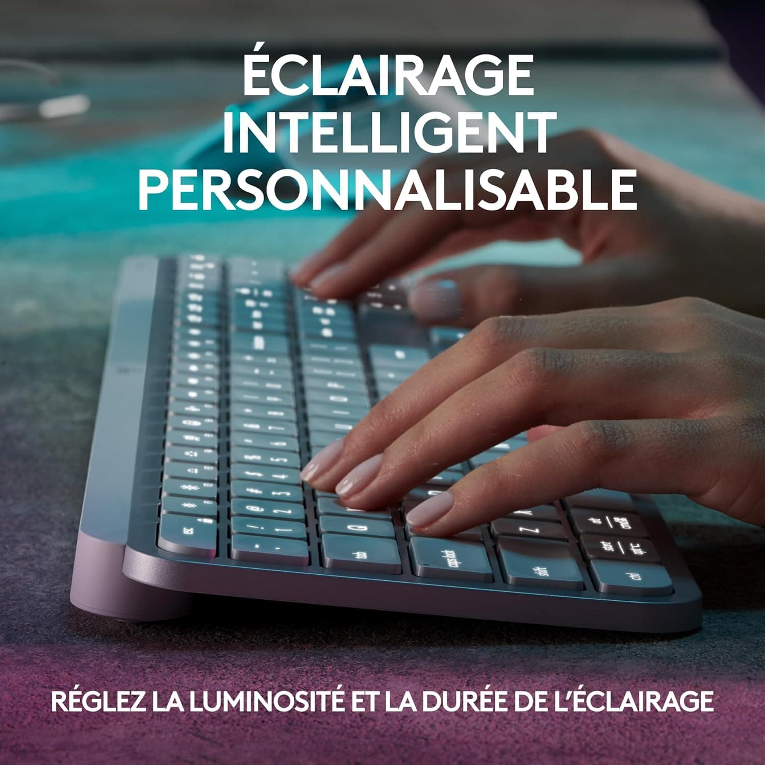 Logitech MX Keys S Clavier sans Fil Rechargeable USB C (Pale Grey) | Clavier Silencieux, Rétroéclairé, Touches Ergonomiques, Programmables, Bluetooth, Windows PC, Linux, Chrome, Mac, AZERTY