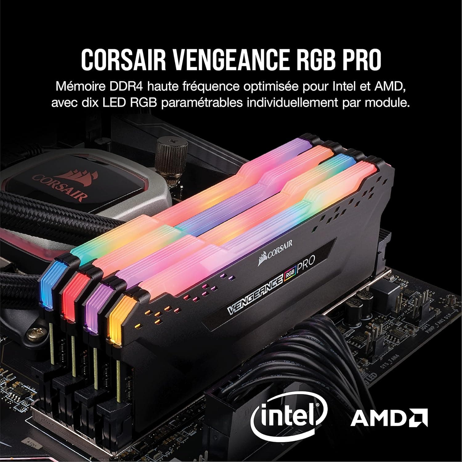 Vengeance RGB Pro 2 x 8 Go DDR4 Jusqu'à 3200MHz Cas 16 – Noir