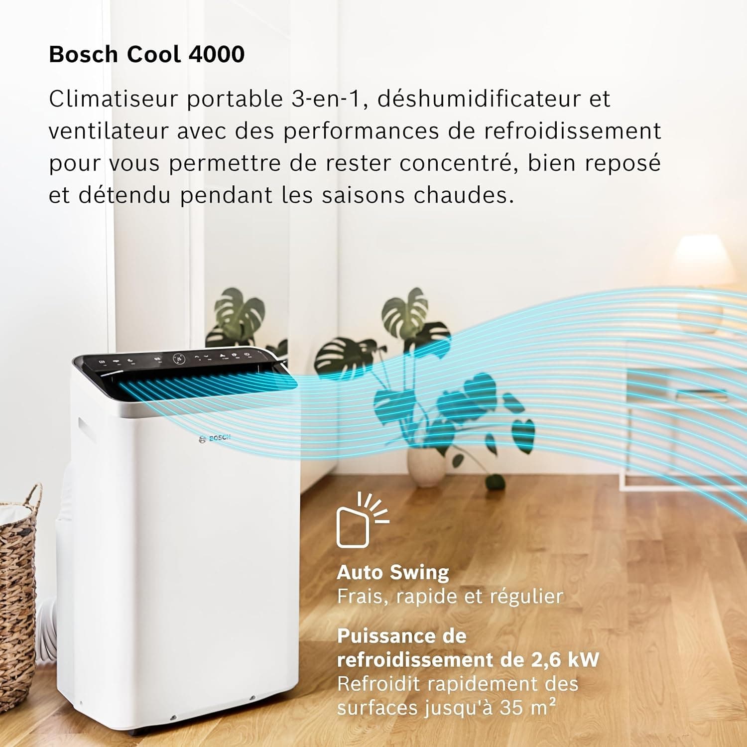 Bosch Cool 4000 Climatiseur mobile, Pour pièces jusqu'à 35 m2