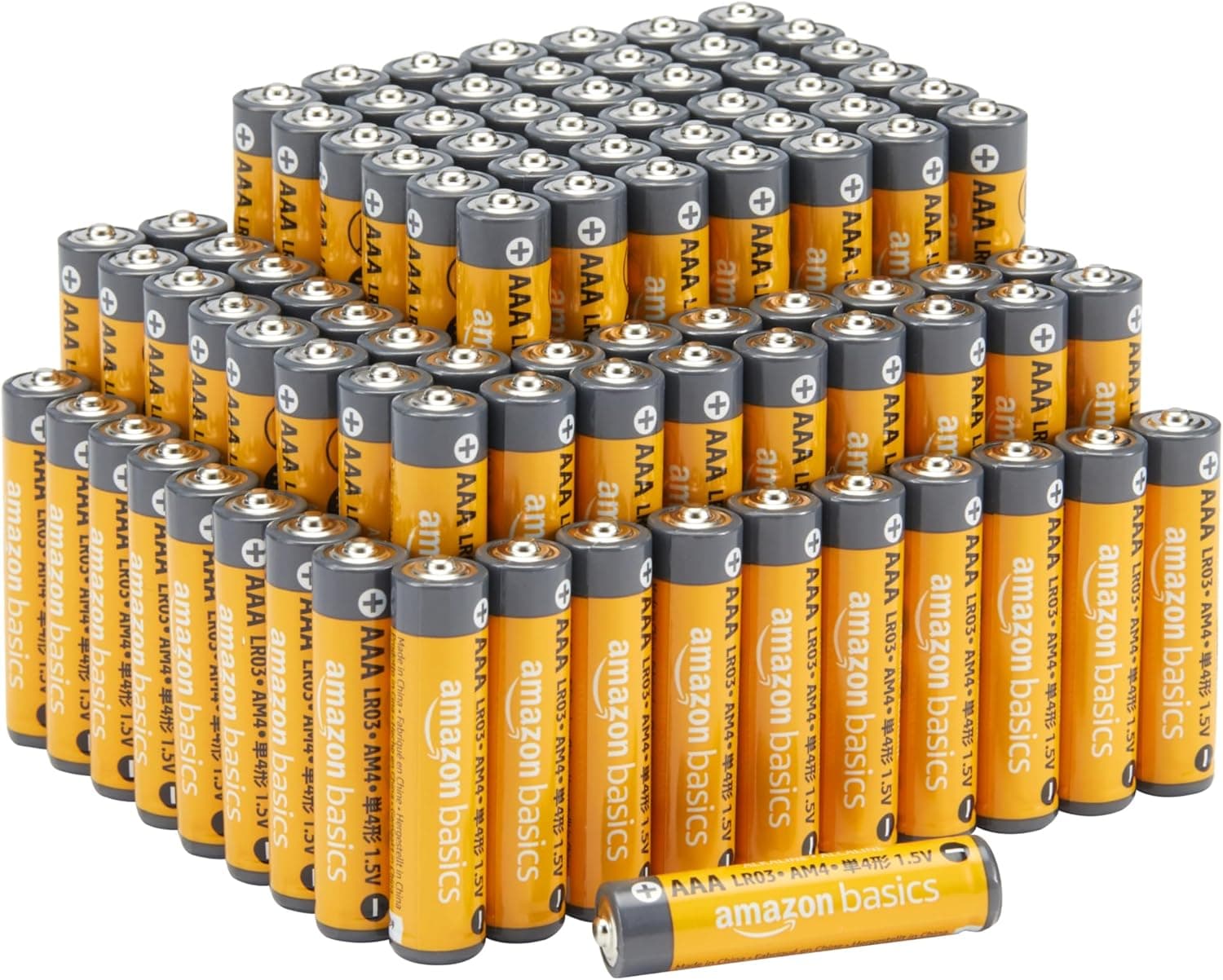 Amazon Basics Lot de 100 piles alcalines AAA haute performance, 1,5 V, durée de conservation de 10 ans