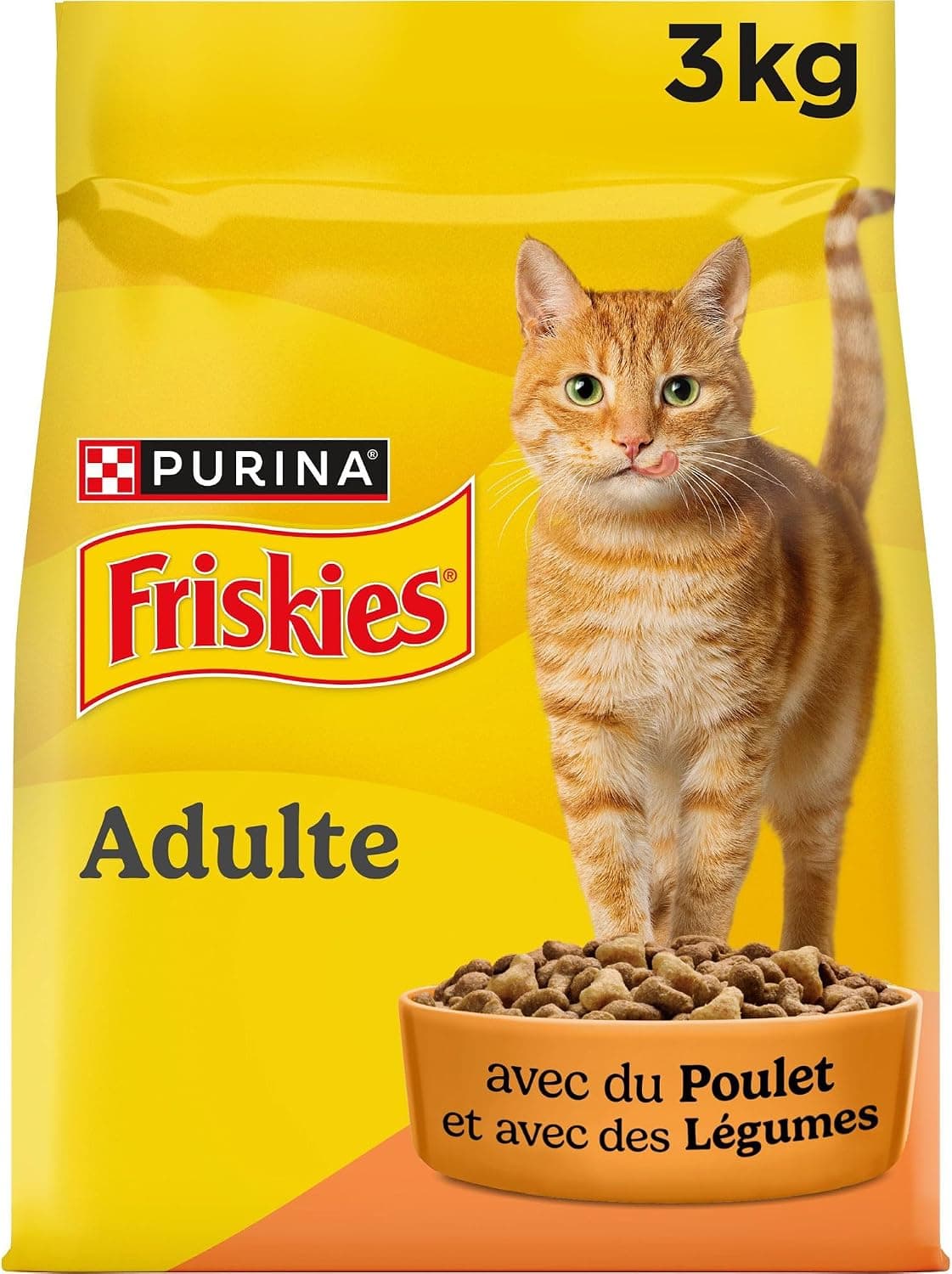 FRISKIES | Chat | Croquettes complètes pour Chats Adultes | Au Poulet et aux Légumes | Aliment Complet Riche en Vitamines et Minéraux | Sac | 3 KG | Croquettes Chat Adulte Saveur Poulet et Légumes - Favorise la santé digestive et un os solide - Santé Chat - Repas savoureux