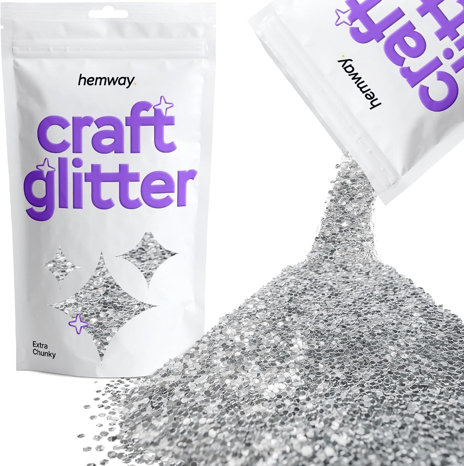 Hemway Craft Glitter 100 g 3,5 oz extra Chunky 1/24" 0.040" 1MM (Argent)