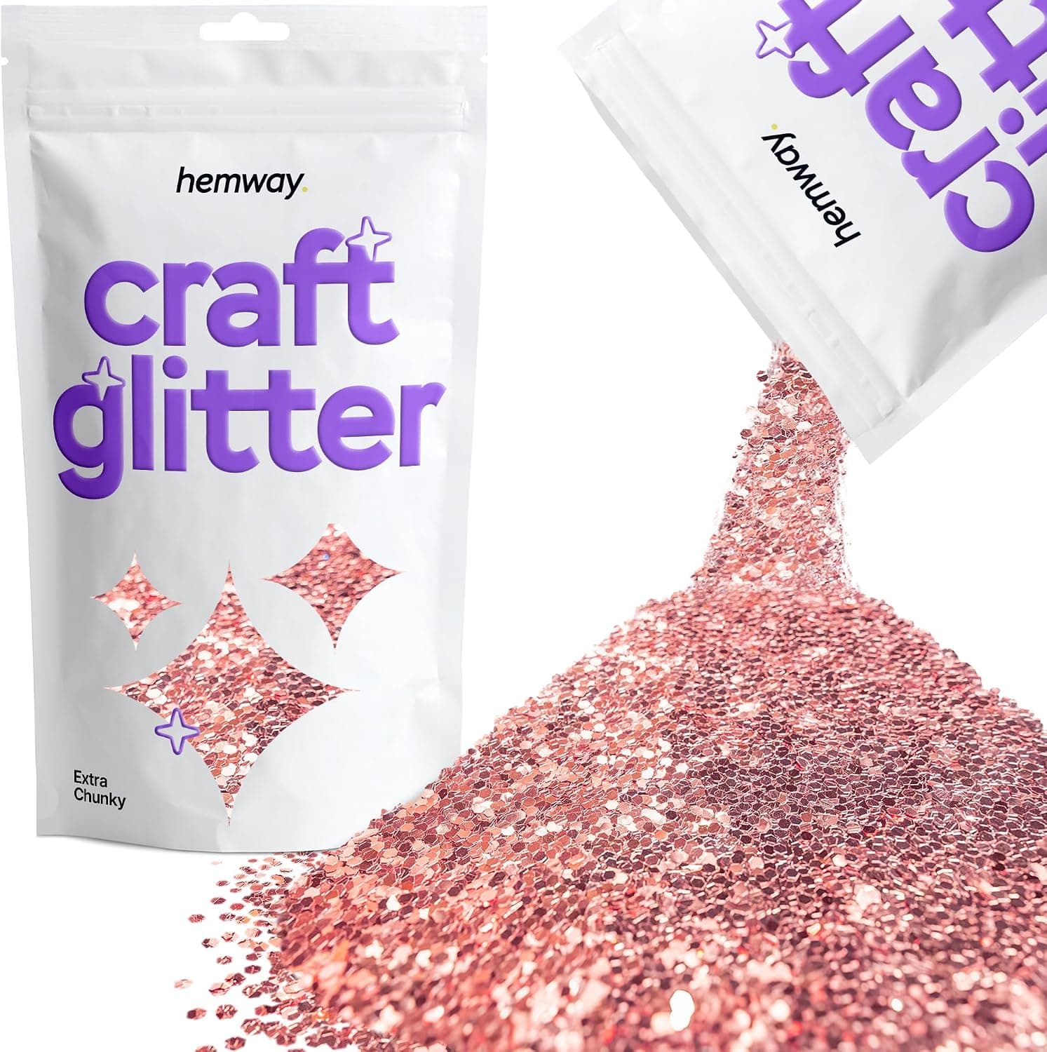 Hemway Light Rose Extra Gold Chunky Craft Glitter pour Arts Crafts Gobelets papier de verre Décorations Projets de bricolage - 1/24" 1mm 0.040"