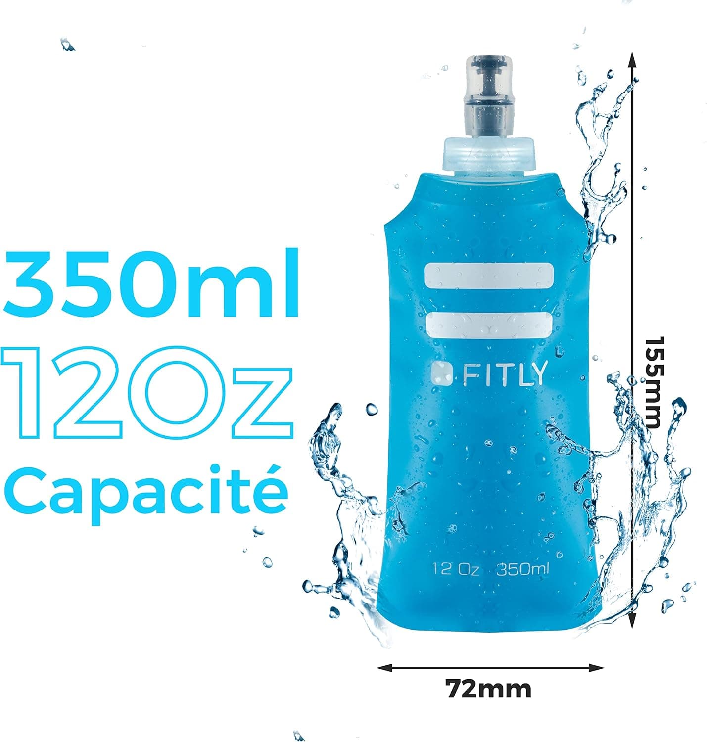 FITLY Soft Flask pour Sac d'Hydratation - Idéal pour Le Running, vélo, randonnée - Gourde Souple