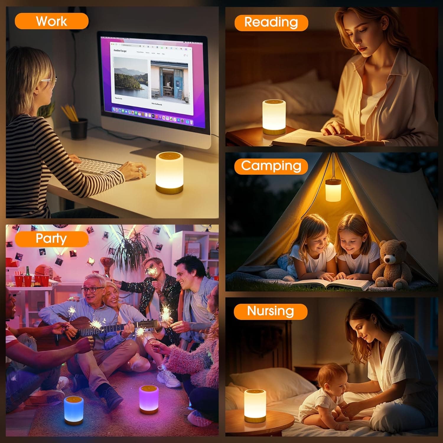 Lampe de Chevet Tactile Dimmable, Veilleuse Bébé Enfant Adulte