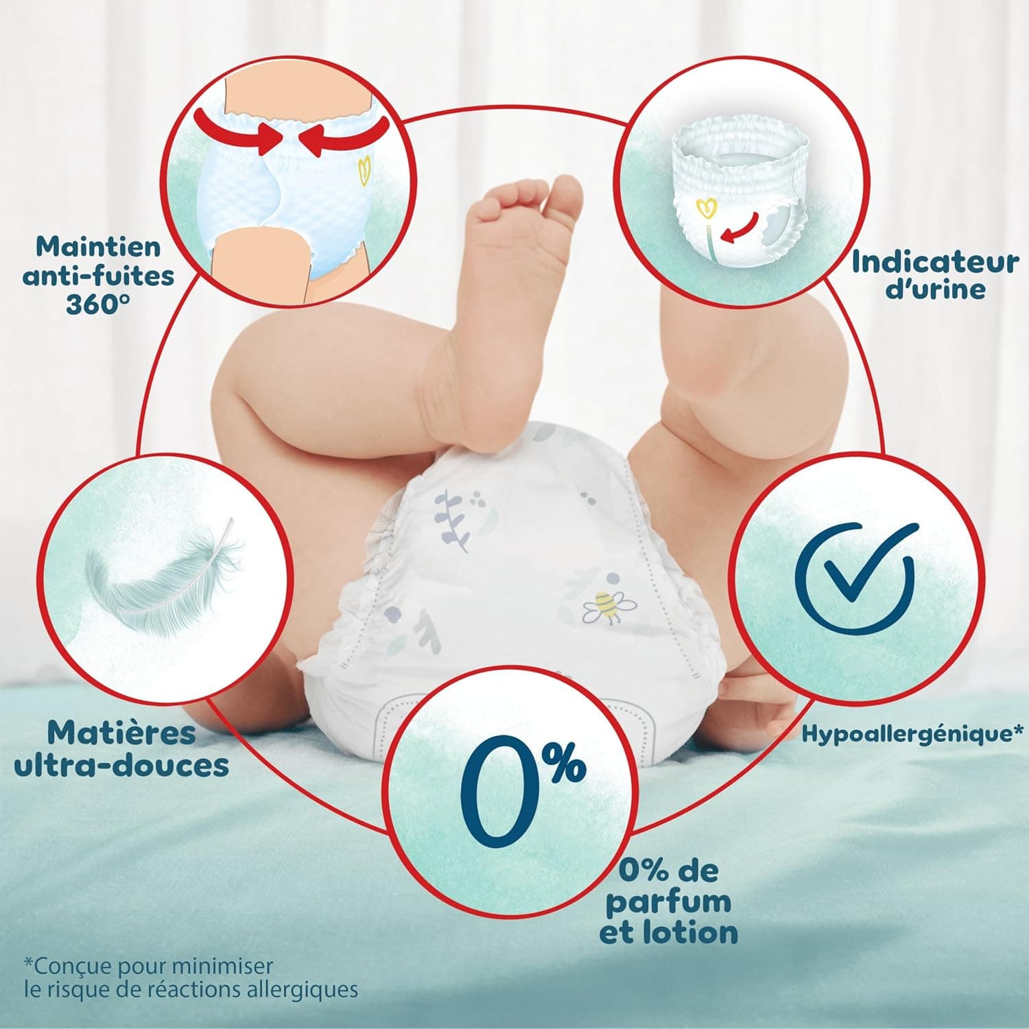 Pampers Harmonie Pants, Taille 4, 168 Couches-Culottes, 9-15kg, Protection Douce Pour La Peau Et Maintien Confortable 360°, Pack 1 Mois