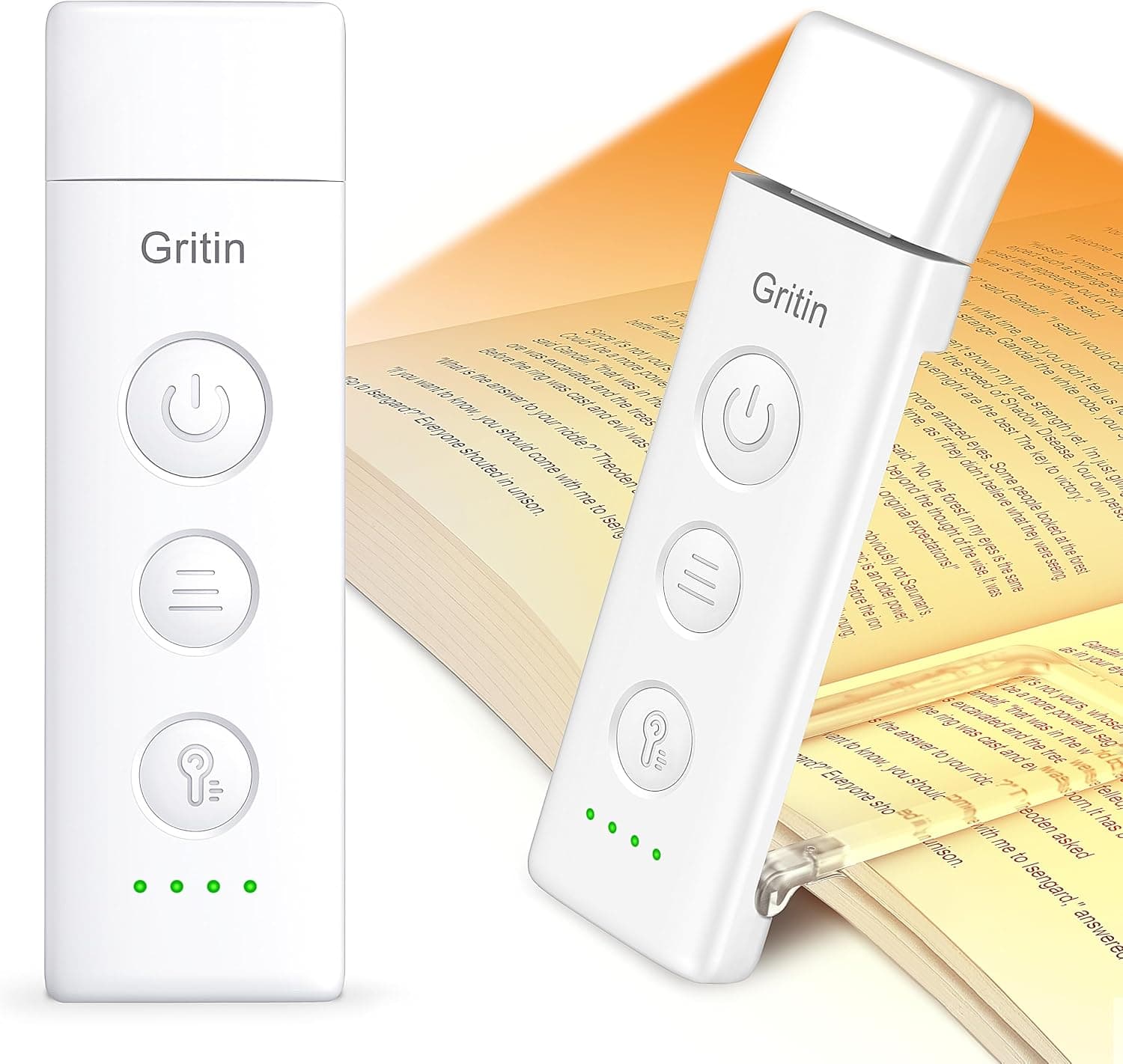 Gritin Lampe de Lecture Rechargeable, Liseuse Lampe Clip Marque-Page au Lit