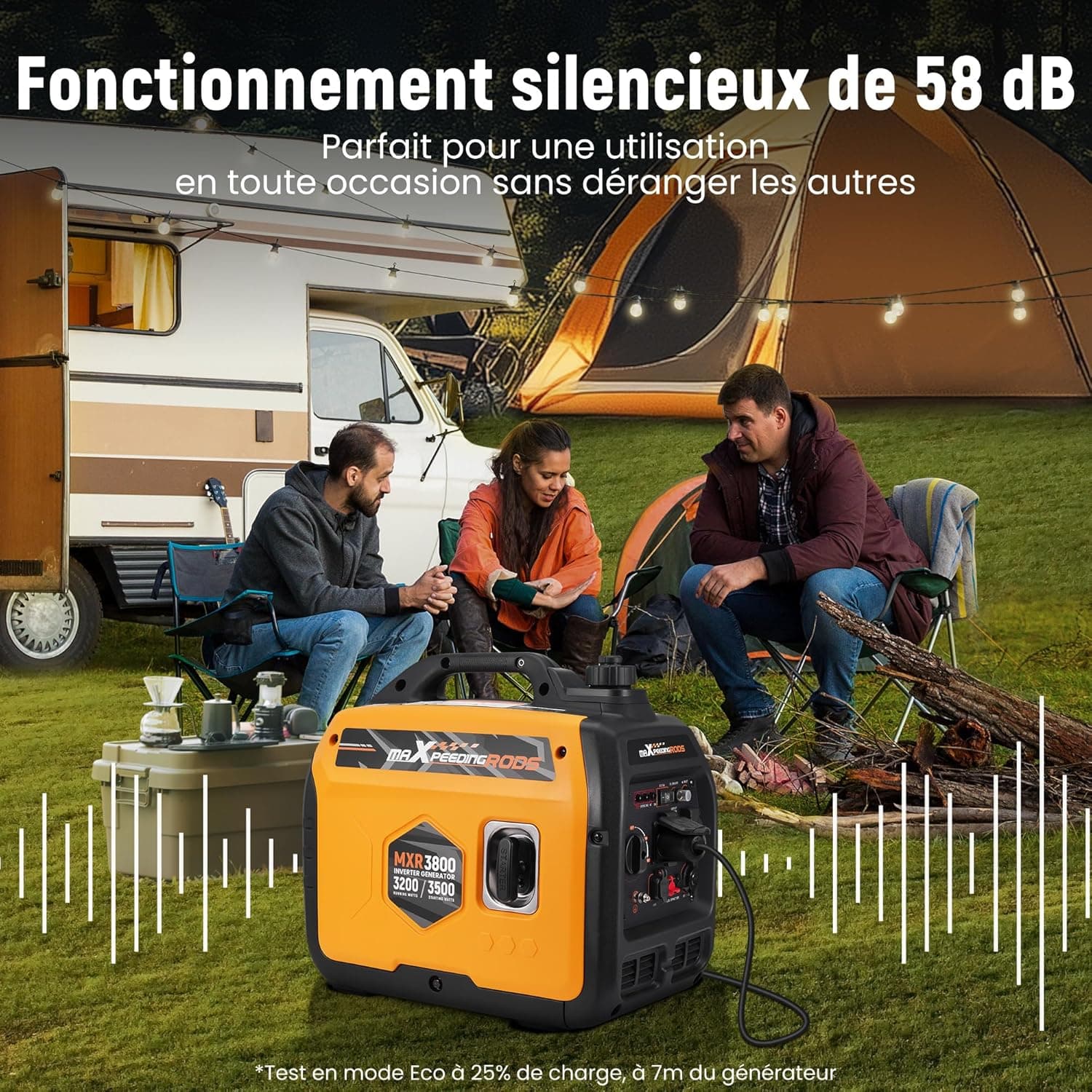 maXpeedingrods 3500W Groupe Electrogene Silencieux Inverter Essence | 4 Temps Generator Léger Secours avec Prises USB et 230V Générateur Electrique pour les Caravanes, Jardin, Camping