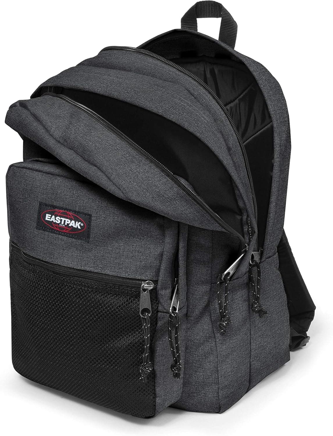 EASTPAK Pinnacle Sac à dos 38L (42 x 32 x 25,5 cm), grand sac école et voyage, sac à dos multi-compartiments résistant avec organiseur et bretelles rembourrées - BLACK DENIM