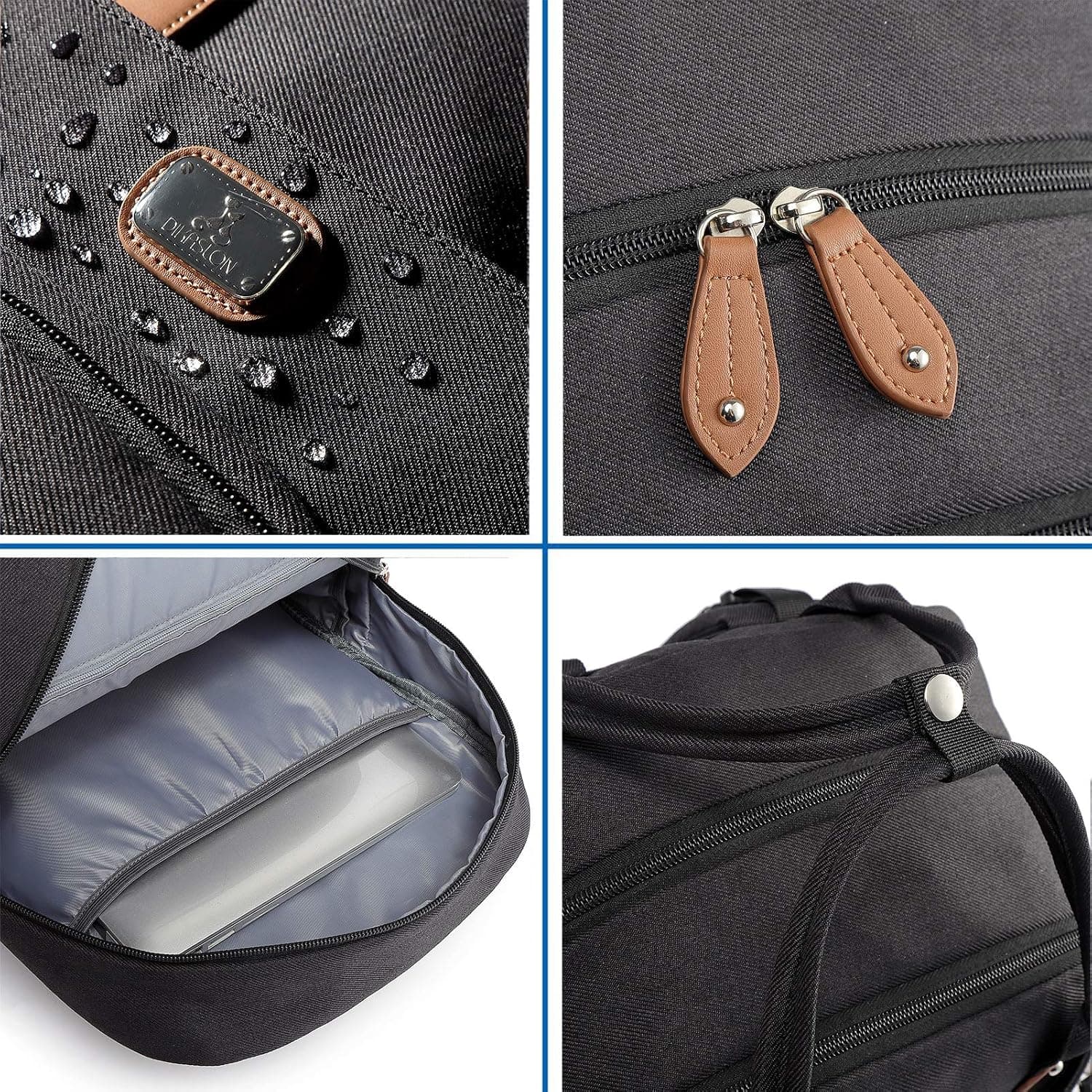 Dikaslon Sac a Langer Bebe, Sac à Langer à Dos Grande Capacité 18 Poches, Polysteer Déperlant, Tapis à Langer, Porte Tétine, Sangles Intégrées Poussette – Sorties Faciles