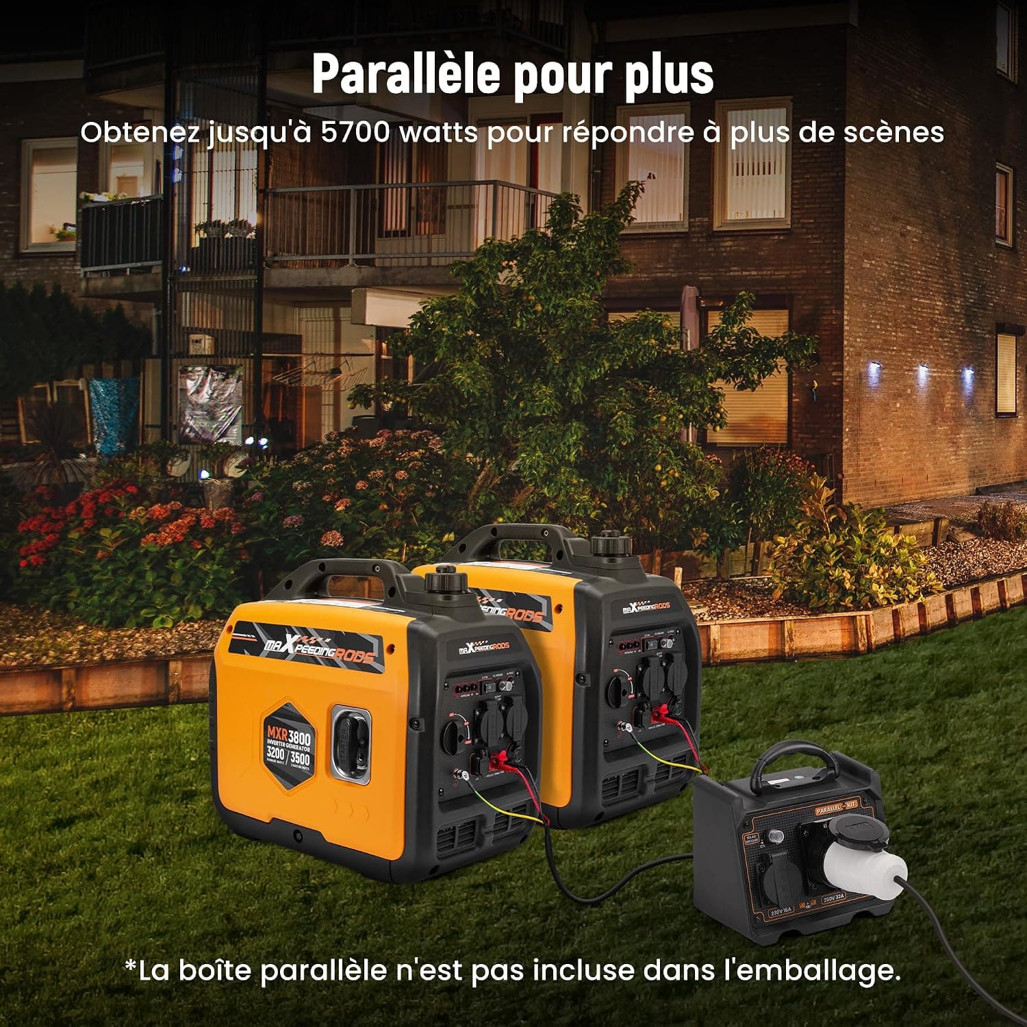 maXpeedingrods 3500W Groupe Electrogene Silencieux Inverter Essence | 4 Temps Generator Léger Secours avec Prises USB et 230V Générateur Electrique pour les Caravanes, Jardin, Camping