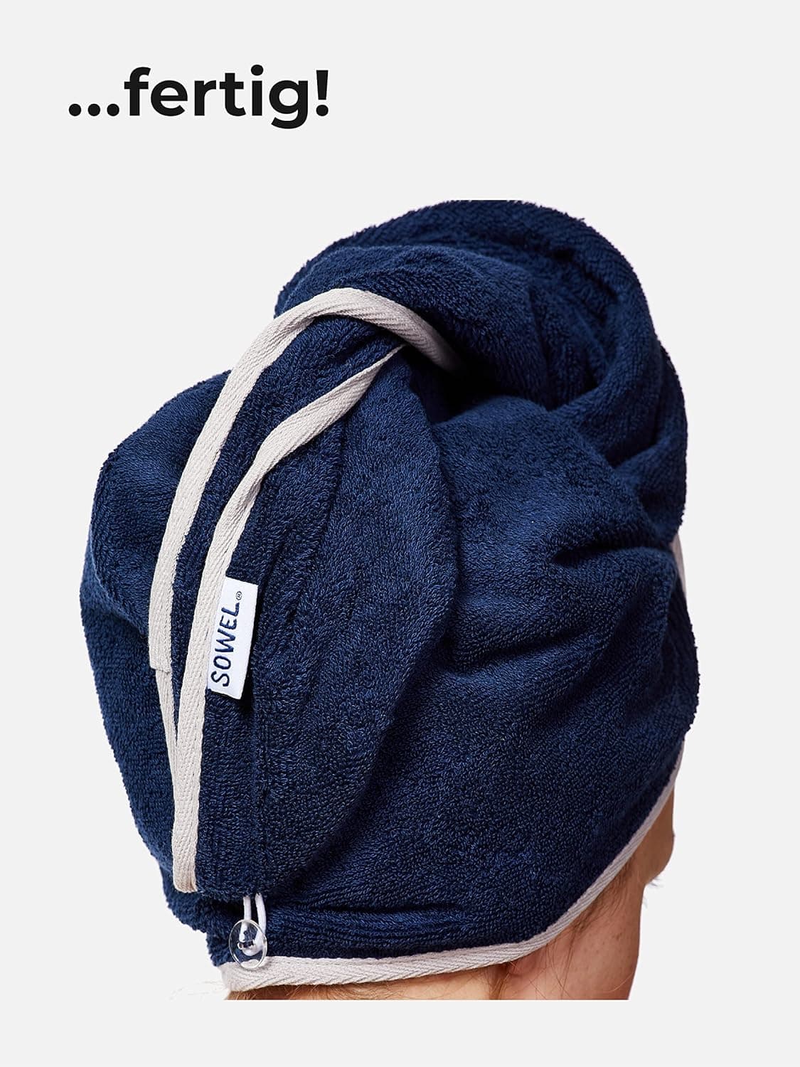 Sowel® Serviette pour Les Cheveux, Turban Serviette avec Bouton, Femme, 100% Coton