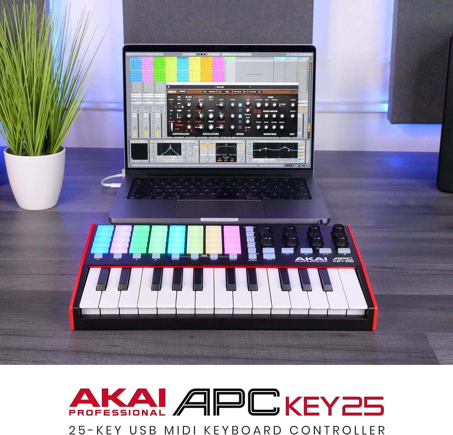 Akai Professional APC Key 25 MK2 Clavier MIDI USB 25 Touches | Touches Mini Sensibles à la Vélocité, 40 Pads RGB, 8 Boutons, Mappage 1:1 pour Ableton Live, Performance Live et Production