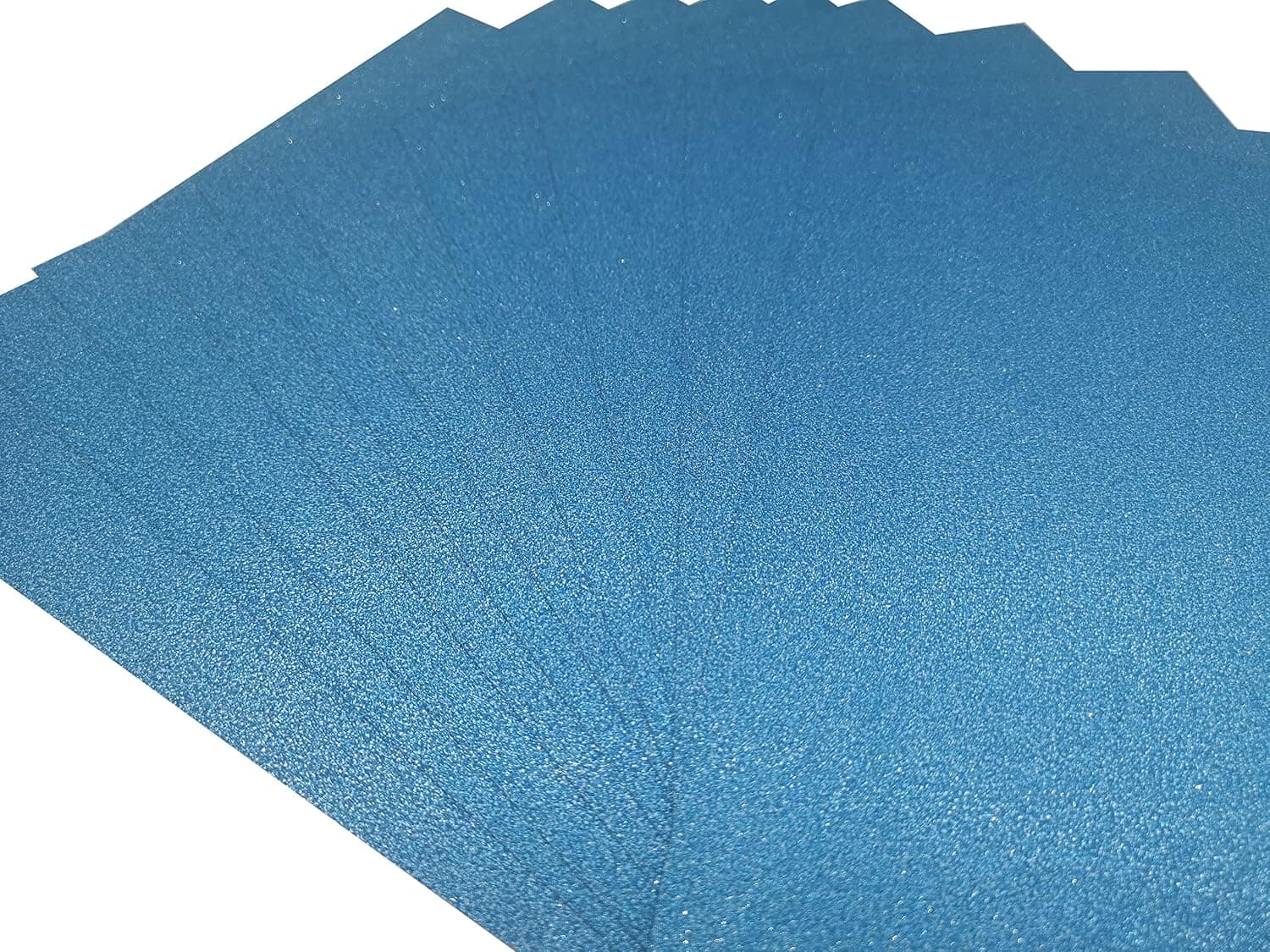 Lot de 10 feuilles de papier cartonné pailleté sans poudre Bleu clair 250 g/m2 Format A4