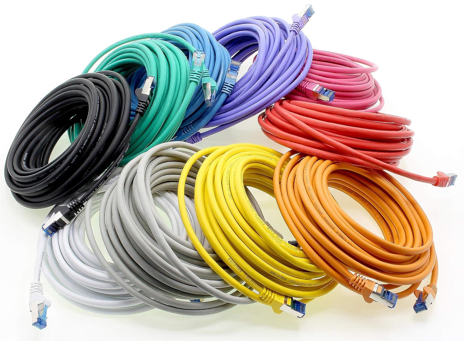 1aTTack.de Câble réseau Ethernet Gigabit LAN CAT.6a 0,5 m, câble patch RJ45 10 Gbit/s SFTP PIMF 10 - Couleurs