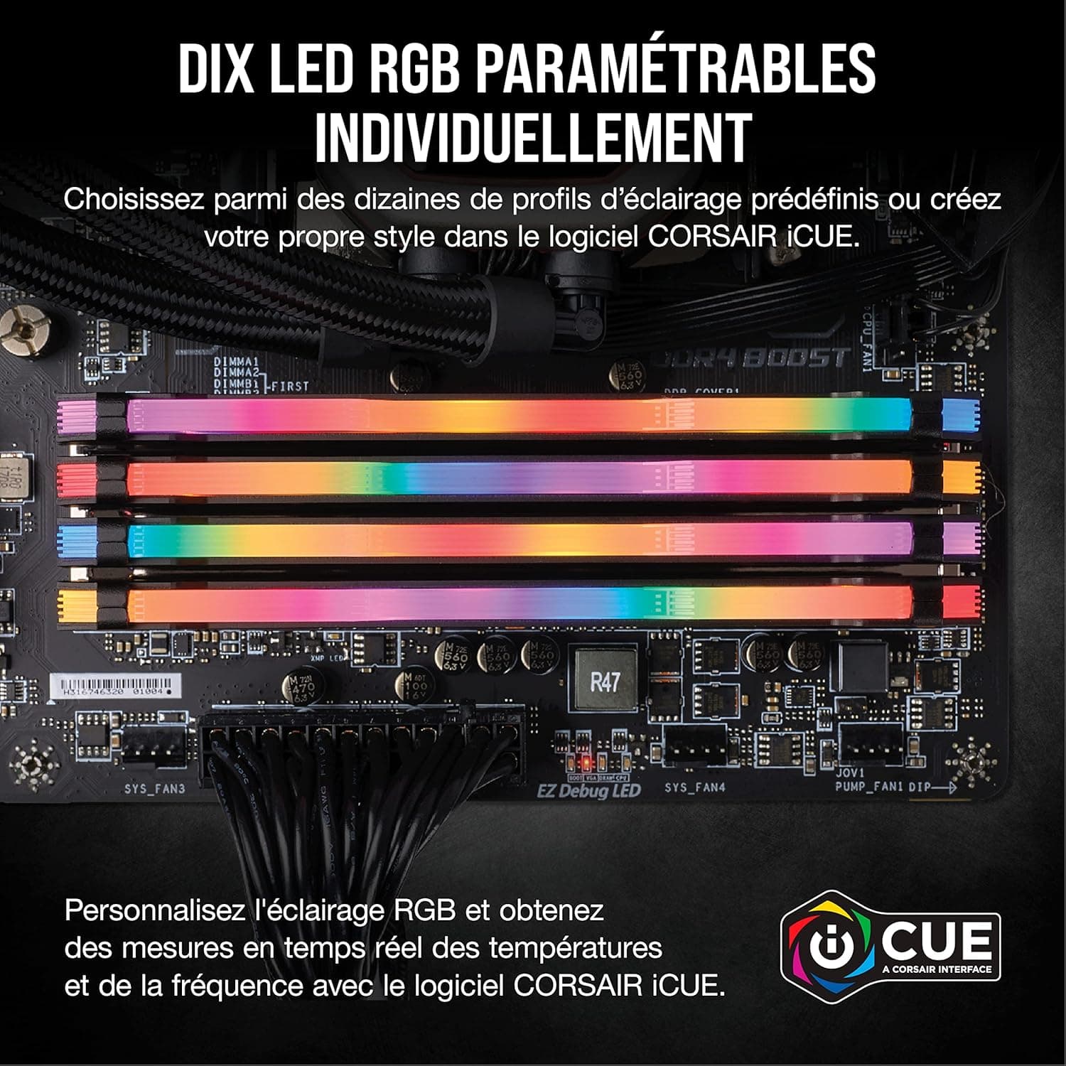 Vengeance RGB Pro 2 x 8 Go DDR4 Jusqu'à 3200MHz Cas 16 – Noir