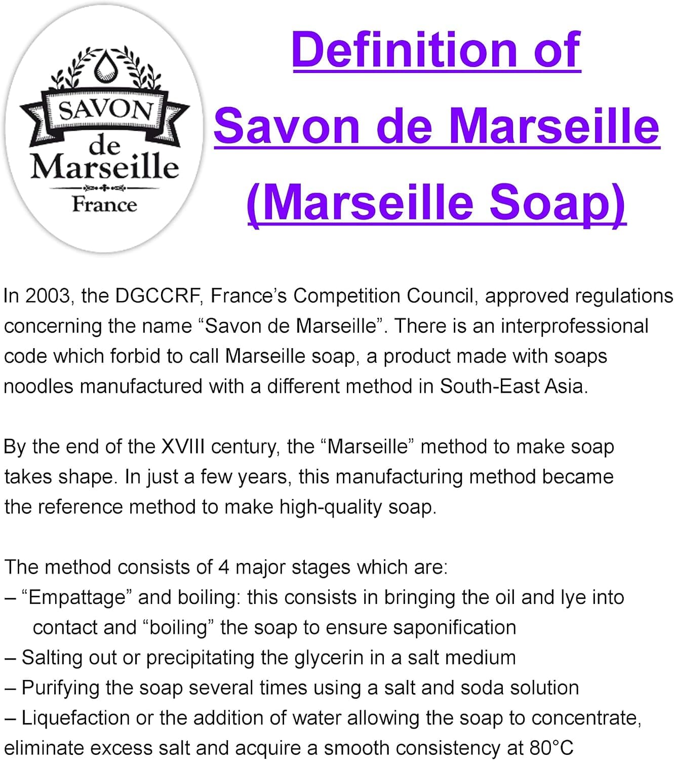 Lot de 5 savonnettes Marseille 100g