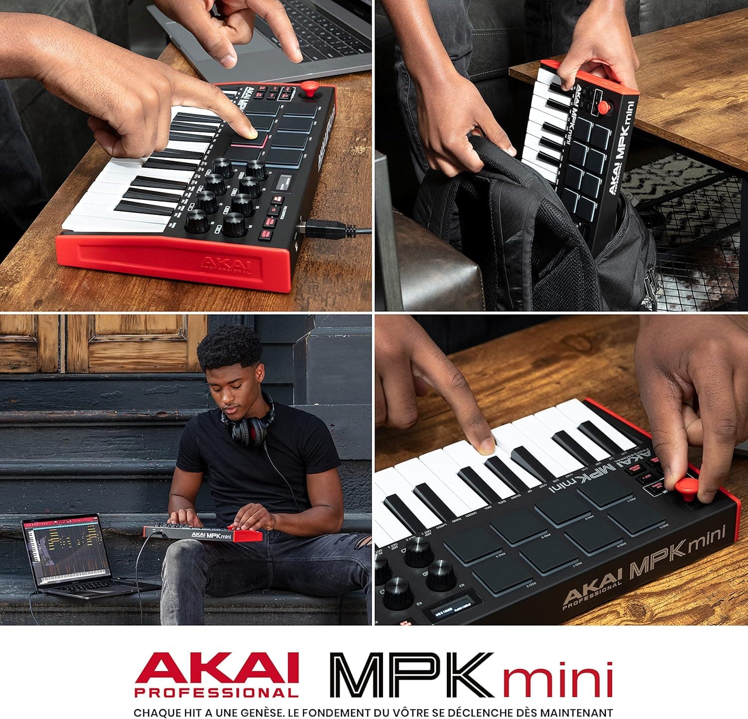 Akai Professional MPK Mini MK3 Clavier MIDI USB 25 Touches | Touches Mini Sensibles à la Vélocité, 8 Pads MPC, 8 Boutons, Logiciels Inclus, pour Beatmakers, Producteurs et Home Studio