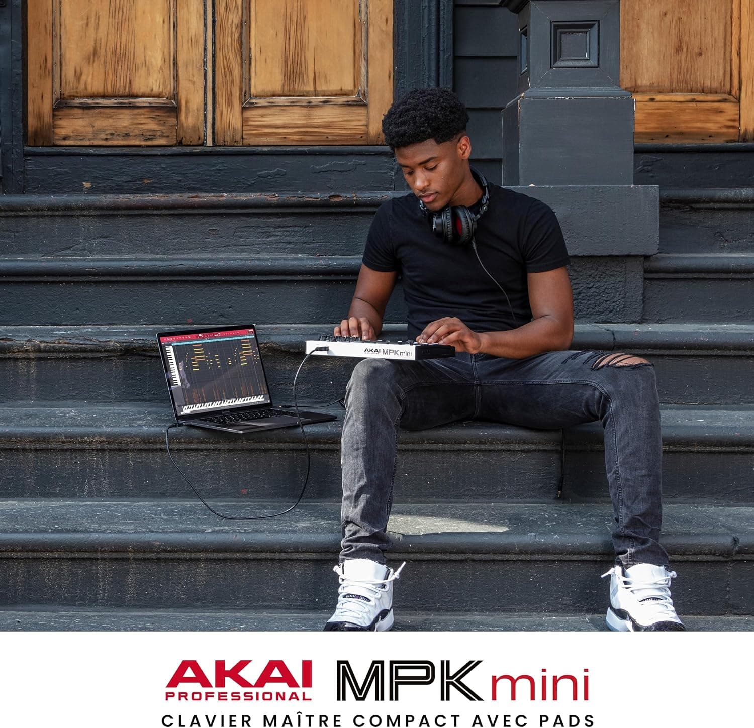 Akai Professional MPK Mini MK3 Clavier MIDI USB 25 Touches, Blanc | Touches Mini Sensibles à la Vélocité, 8 Pads MPC, 8 Boutons, Logiciels Inclus, pour Beatmakers, Producteurs et Home Studio