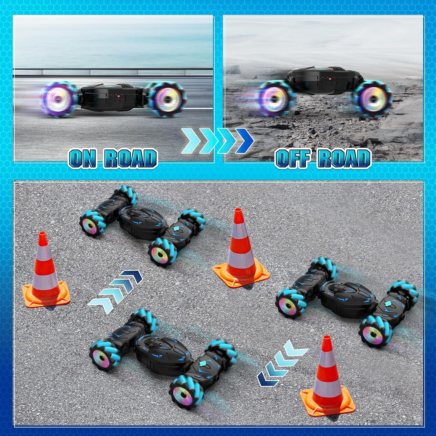 Nitigo Voiture Télécommandée Enfant Tout Terrain avec la Main, 2.4 GHz | 4x4 Voiture RC Telecommandé Drift 360° Rotation, Jouet Cadeau Noël Garcon Fille 6 7 8 9 10 11 12 Ans