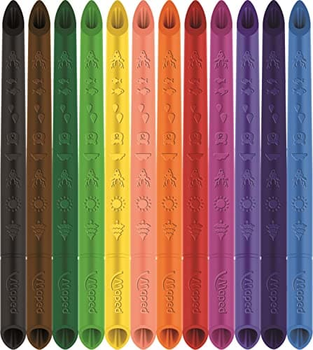 Maped - Crayons de Couleur Color'Peps Infinity - 100% Mine, 100% Utilisable - Zéro Déchet - Sans Taillage - Dure Très Longtemps - Forme Triangulaire Ergonomique - Pochette de 12 Crayons