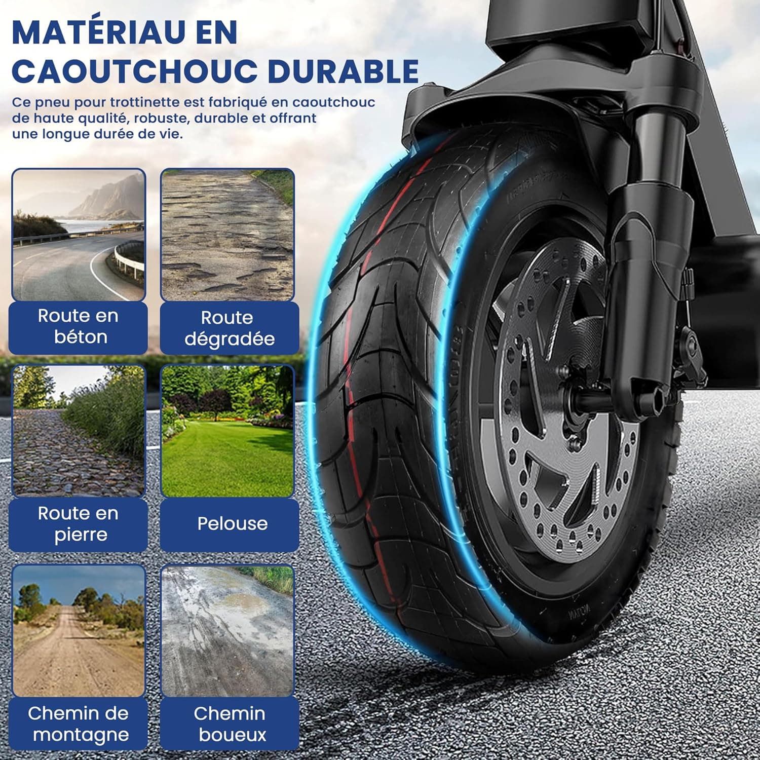 ANSENI Pneus 10 pouces (10 x 3.0) (80/65-6) (255 x 80) pour Trottinette