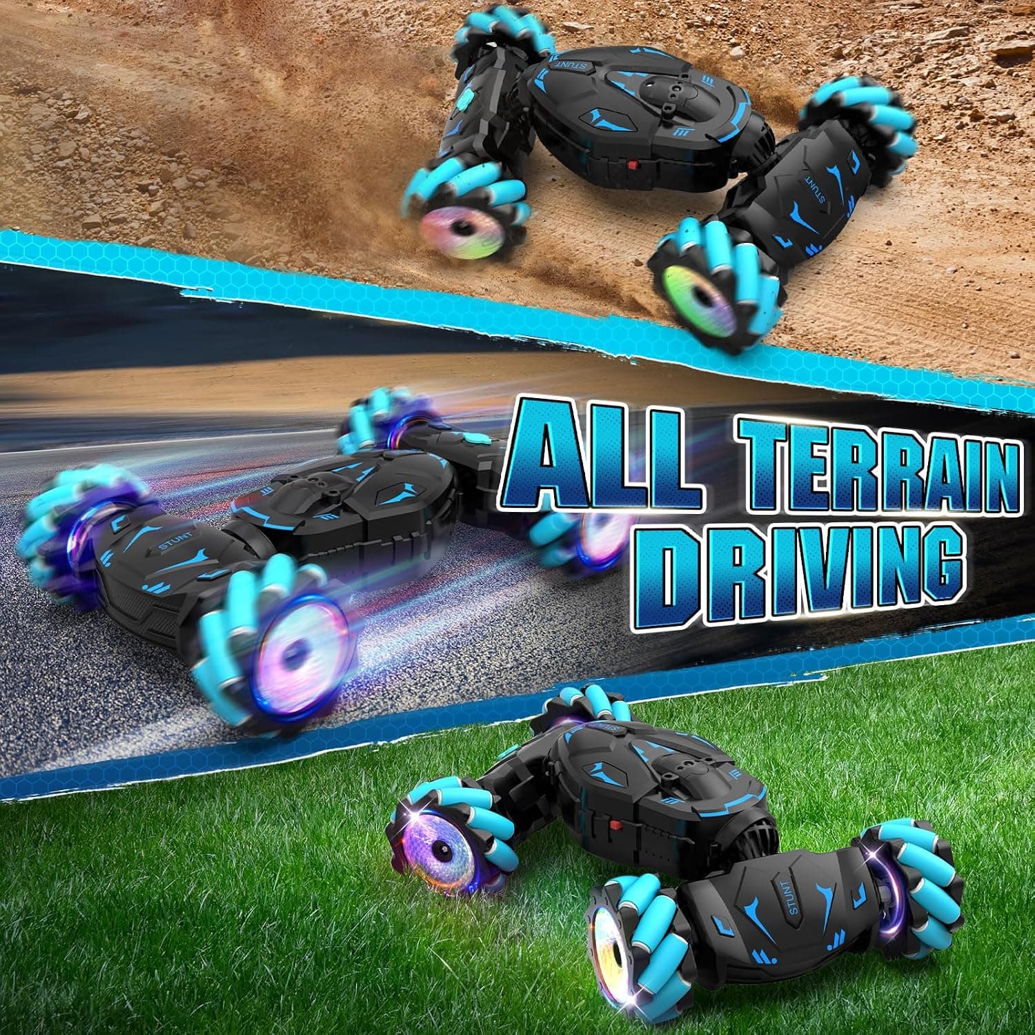 Nitigo Voiture Télécommandée Enfant Tout Terrain avec la Main, 2.4 GHz | 4x4 Voiture RC Telecommandé Drift 360° Rotation, Jouet Cadeau Noël Garcon Fille 6 7 8 9 10 11 12 Ans
