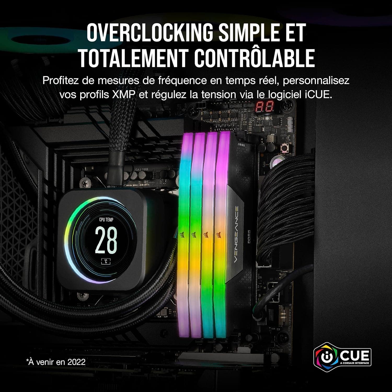 CORSAIR Vengeance RGB DDR5 32Go (2 x 16Go) Jusqu'à 6000MHz Intel RAM
