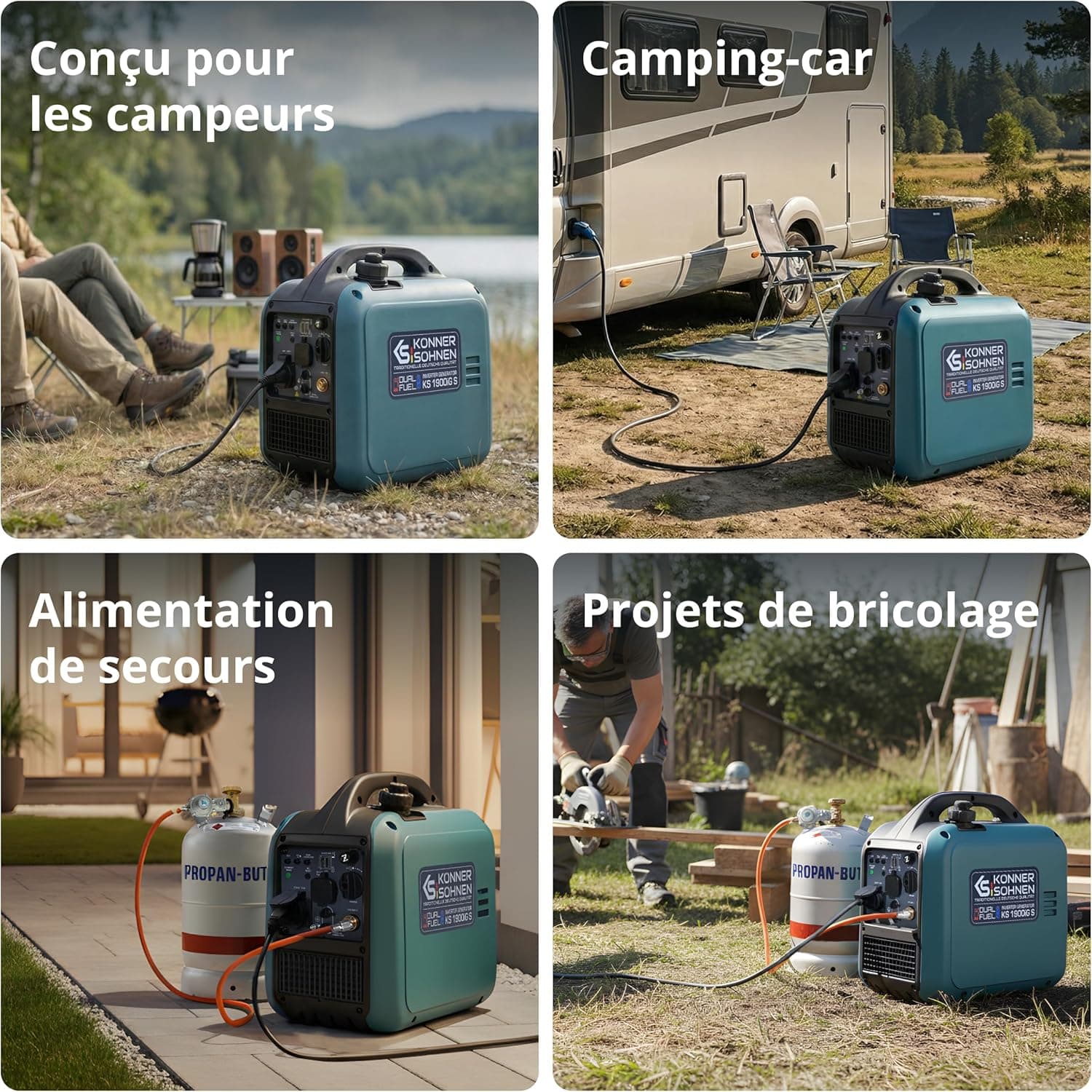 Könner & Söhnen KS 1900iG S Générateur inverter GPL essence 2000W,portable