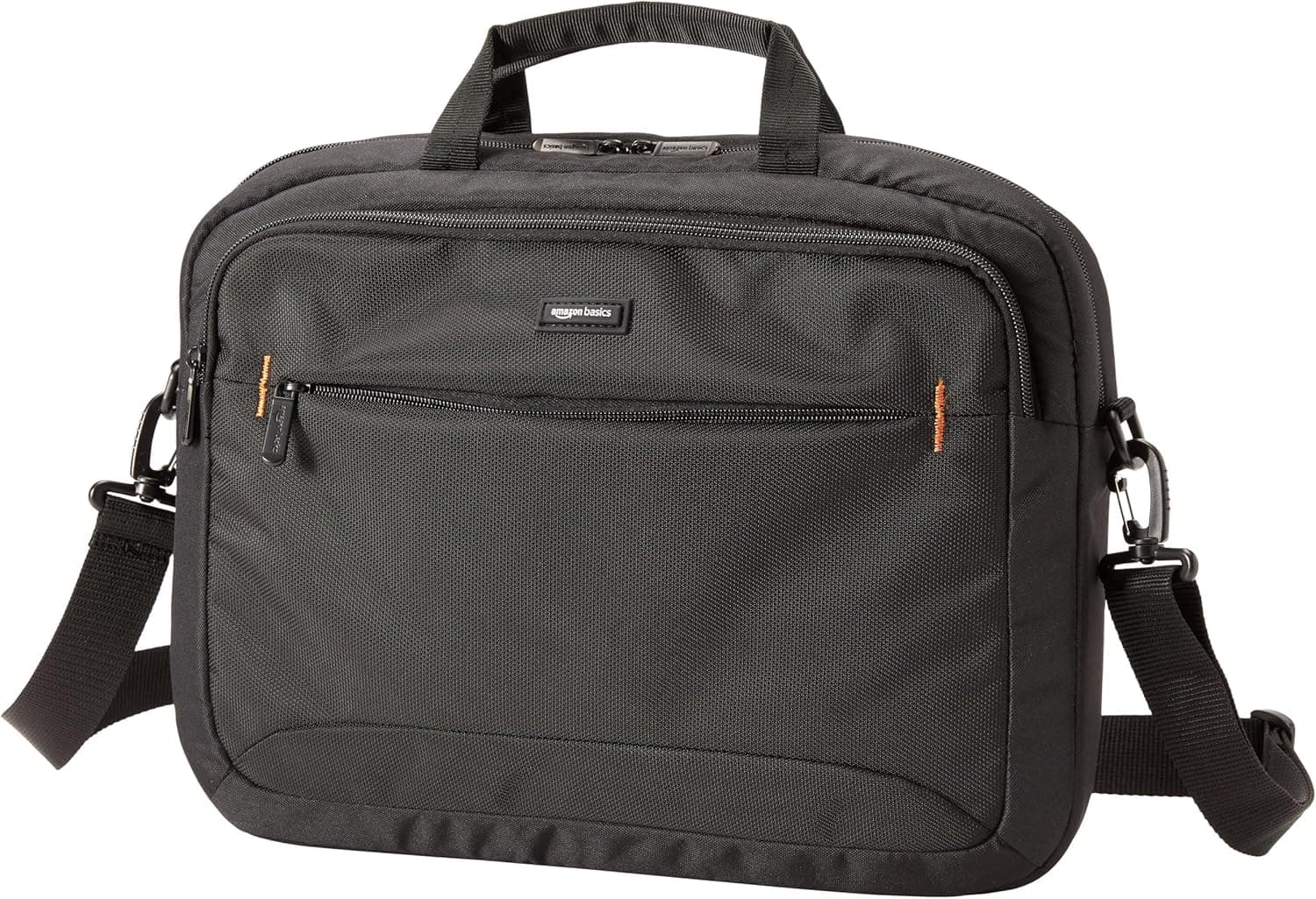 Amazon Basics Sac à bandoulière Compact pour Ordinateur Portable avec Poches de Rangement pour Accessoires (15,6 Pouces - 40 cm) Noir, 1 unité