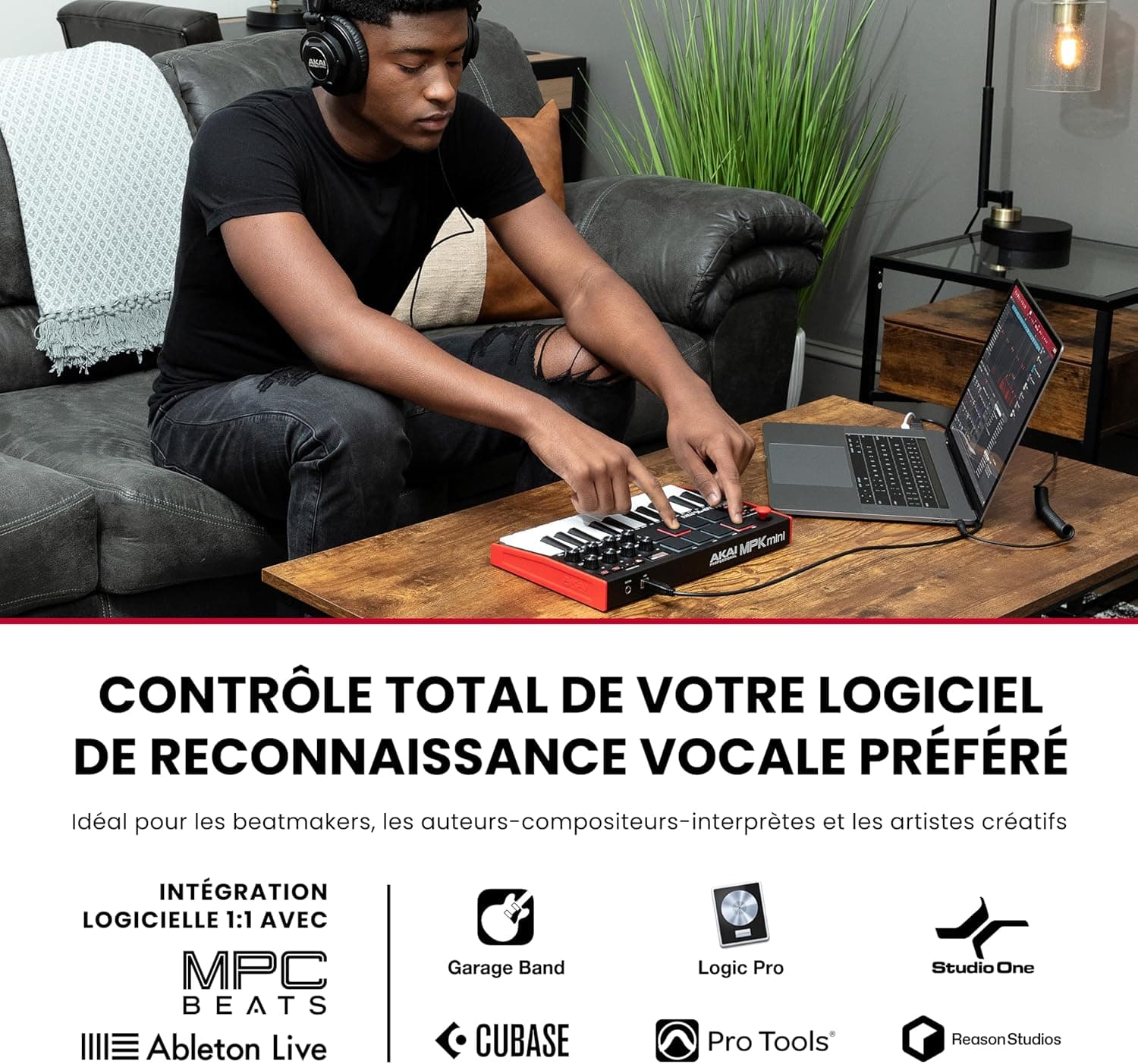 Akai Professional MPK Mini MK3 Clavier MIDI USB 25 Touches | Touches Mini Sensibles à la Vélocité, 8 Pads MPC, 8 Boutons, Logiciels Inclus, pour Beatmakers, Producteurs et Home Studio