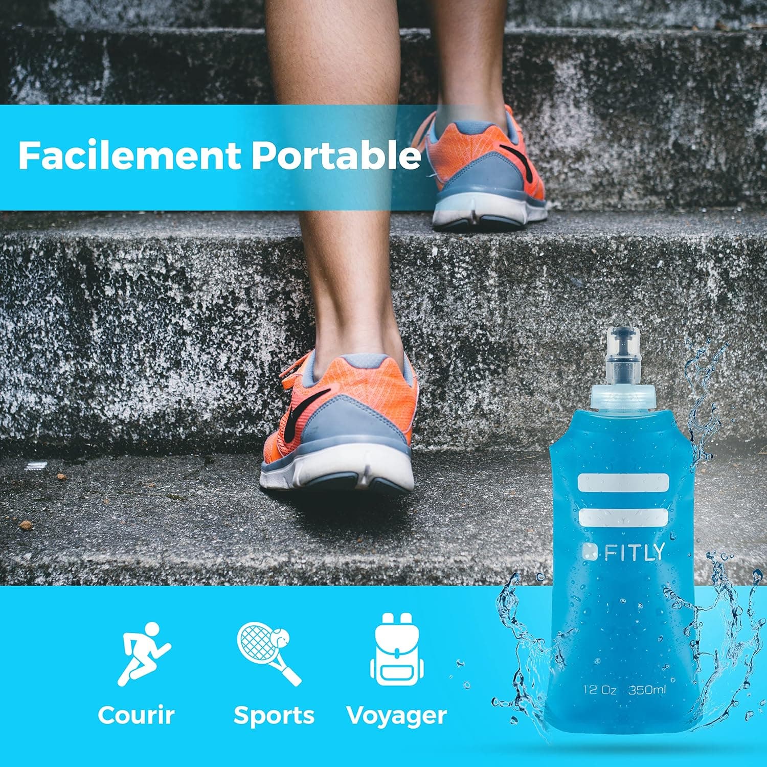 FITLY Soft Flask pour Sac d'Hydratation - Idéal pour Le Running, vélo, randonnée - Gourde Souple
