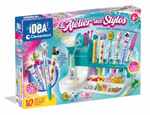 Clementoni - L'atelier des stylos - Coffret de création de stylos personnalisés - Loisirs Créatif - Exprime ta personnalité - Jeu pour Enfant à partir de 7 ans - Atelier, en Français