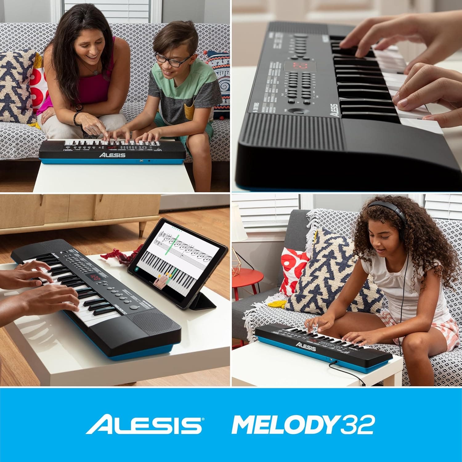 Alesis Melody 32 Mini Clavier Piano | 32 Touches, 300 Sons, Alimentation USB/Pile, Cours de Piano Inclus, pour Débutants