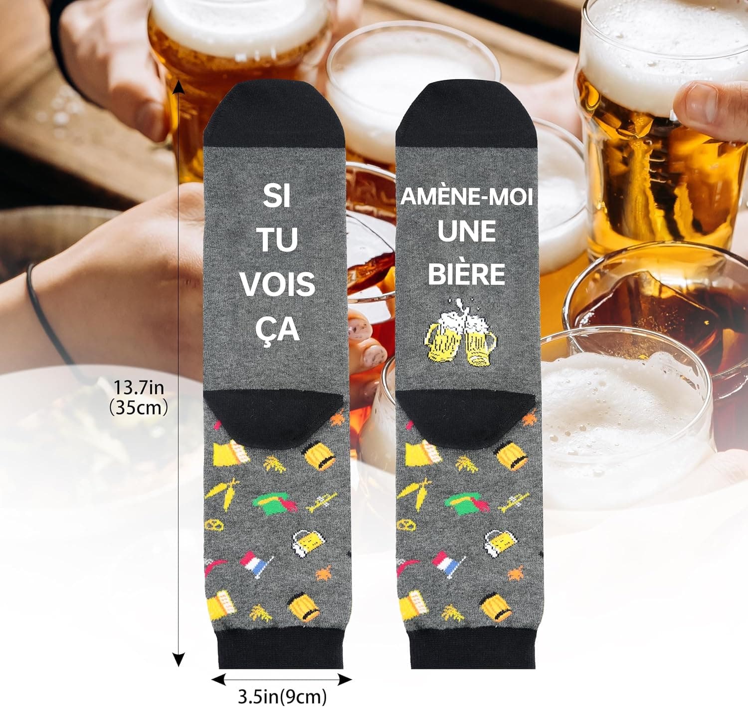 Chaussettes Homme Humour Rigolotes 39-46 Cadeau Homme Rigolo | Idée cadeau originale avec motifs bière et styles amusants, parfaite pour Noël, anniversaire ou fêtes spéciales.