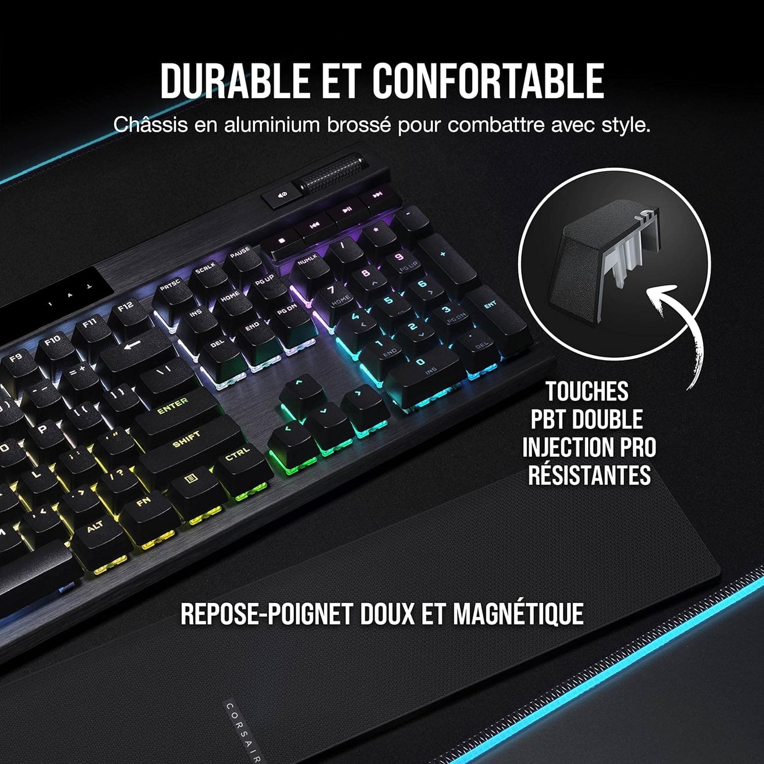 CORSAIR K70 RGB PRO Clavier de Jeu Mécanique Filaire – Interrupteurs Linéaires Cherry MX Red, SOCD, PBT Double-Shot Keycaps, 8000Hz Hyper-Polling, NKRO, Anti-Ghosting, Tournoi Switch, AZERTY FR – Noir