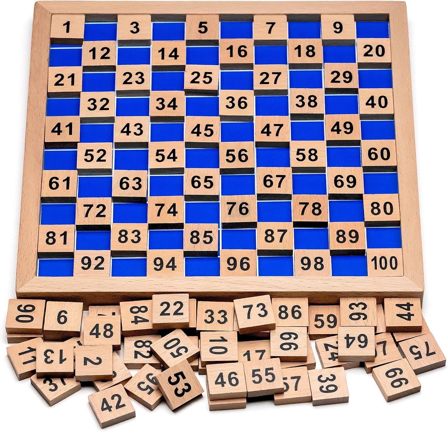 Natureich Montessori Mathématique 1-100 Nombres Tableau Puzzle Garçon et Fille, Enfants à Partir 3 Ans, Planche Empilage Éducatif, Jouets en Bois Apprends à Compter, Maths, Motrices, Chiffres