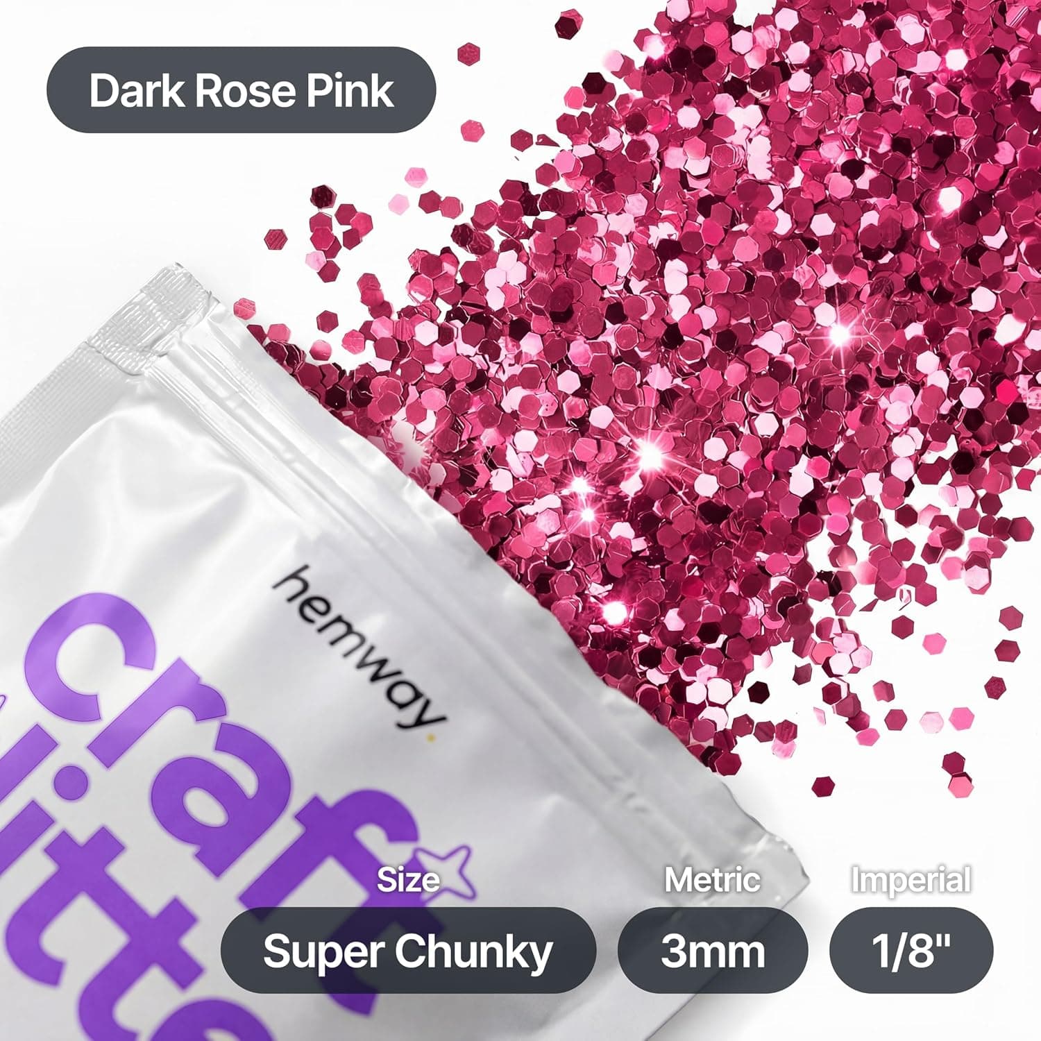 Paillettes pour artisanat rose foncé gobelets en résine cartes bijoux de Noël bougies super épaisses 100 g/3,5 oz