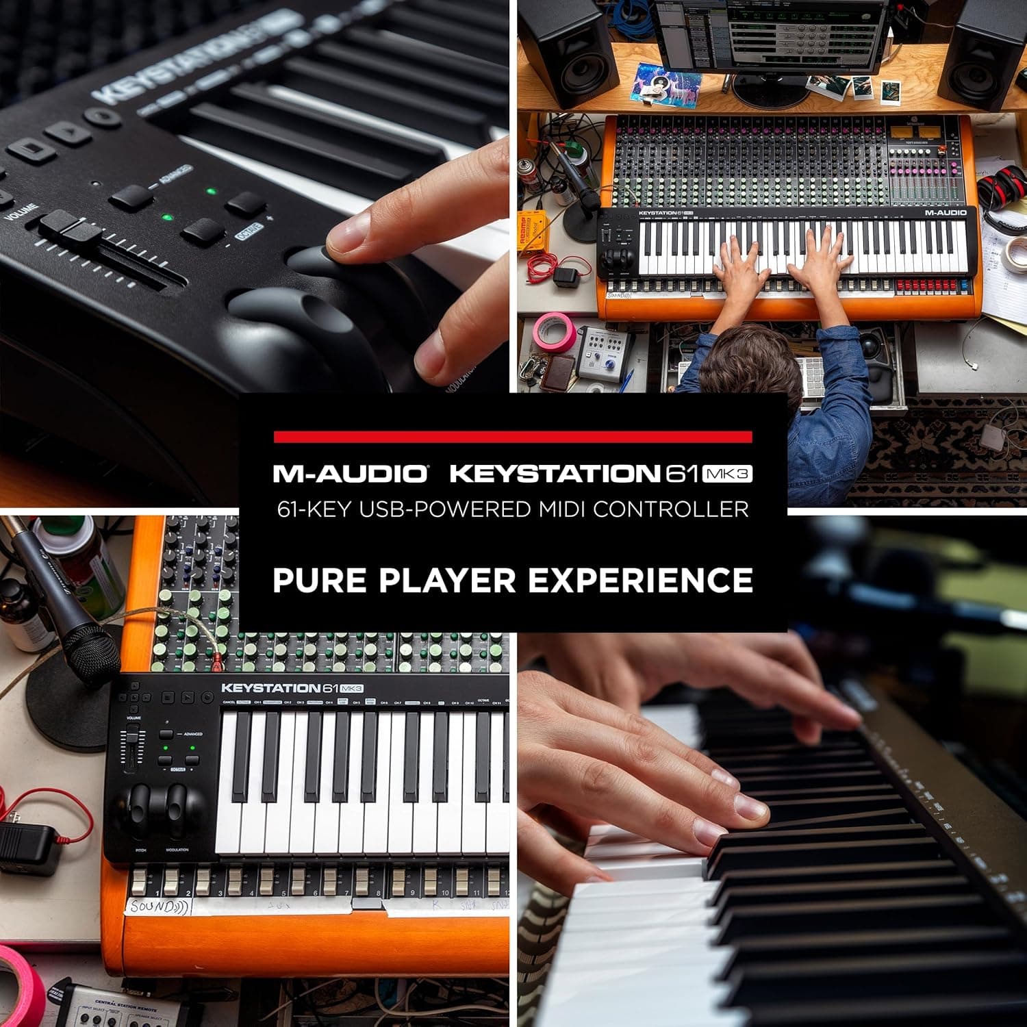 M-AUDIO Keystation 61 MK3 Controleur USB MIDI | Clavier 61 Touches Synth-Action, Commandes Assignables, Molettes Pitch/Mod et Logiciel DAW Inclus