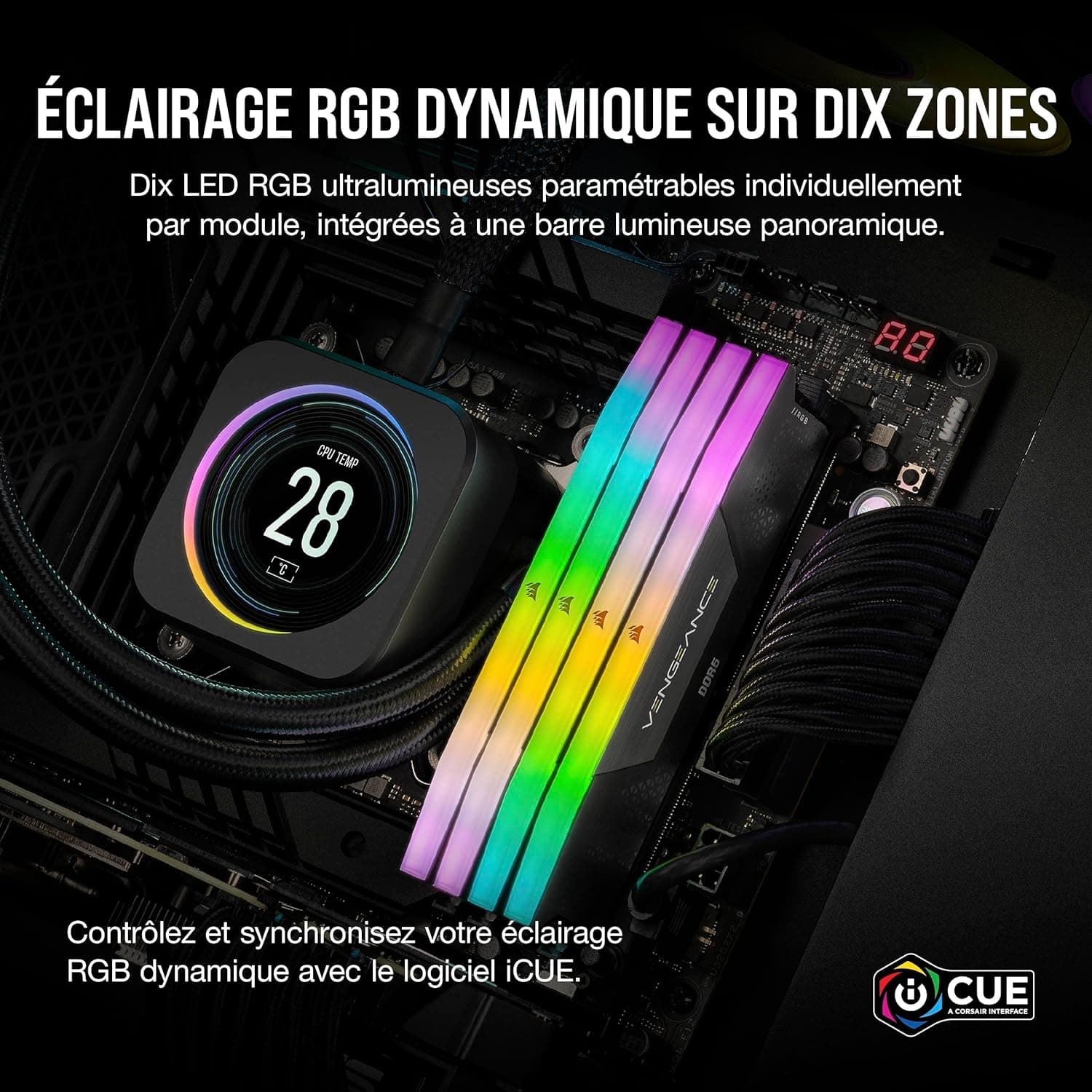 CORSAIR Vengeance RGB DDR5 32Go (2 x 16Go) Jusqu'à 6000MHz Intel RAM