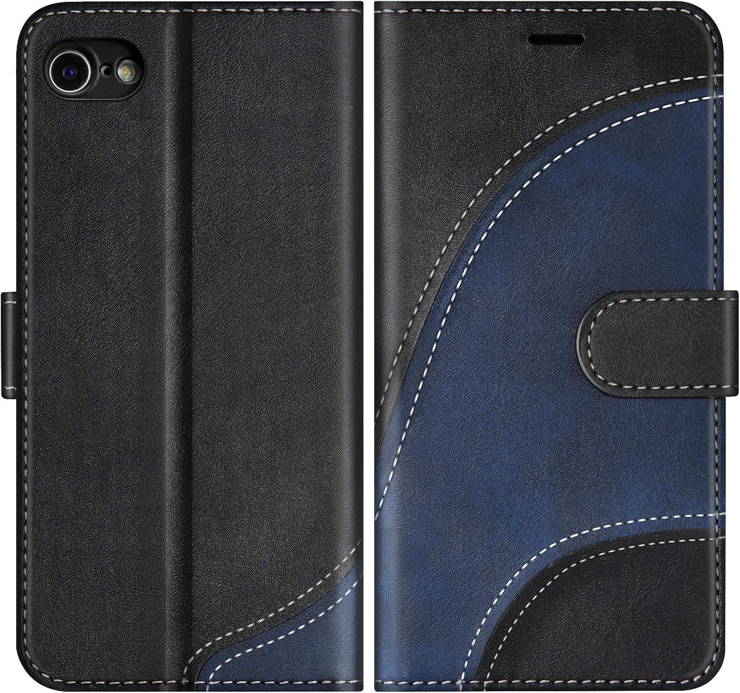 Coque pour iPhone SE 2020 / iPhone 8 / iPhone 7, Portefeuille Etui en Cuir PU, Magnétique Protection Housse Coque pour iPhone SE 2020 / iPhone 8 / iPhone 7, Noir