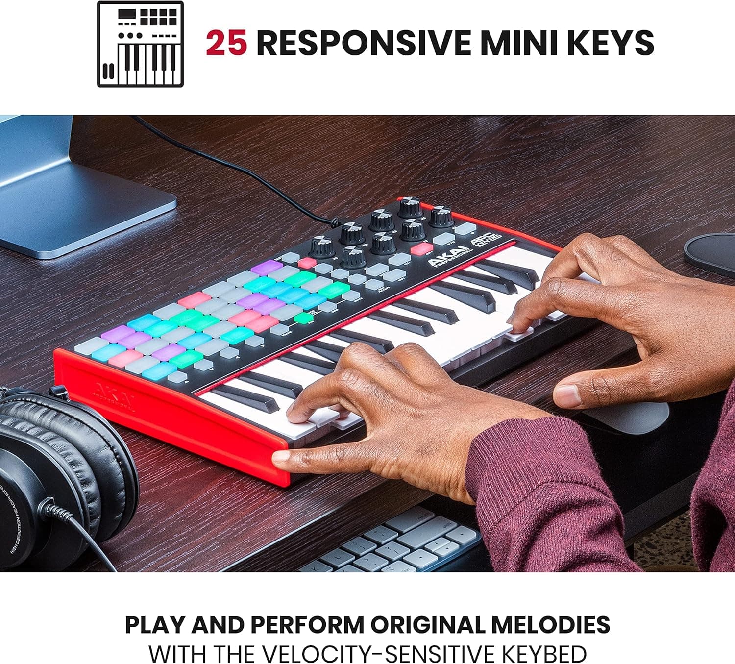 Akai Professional APC Key 25 MK2 Clavier MIDI USB 25 Touches | Touches Mini Sensibles à la Vélocité, 40 Pads RGB, 8 Boutons, Mappage 1:1 pour Ableton Live, Performance Live et Production