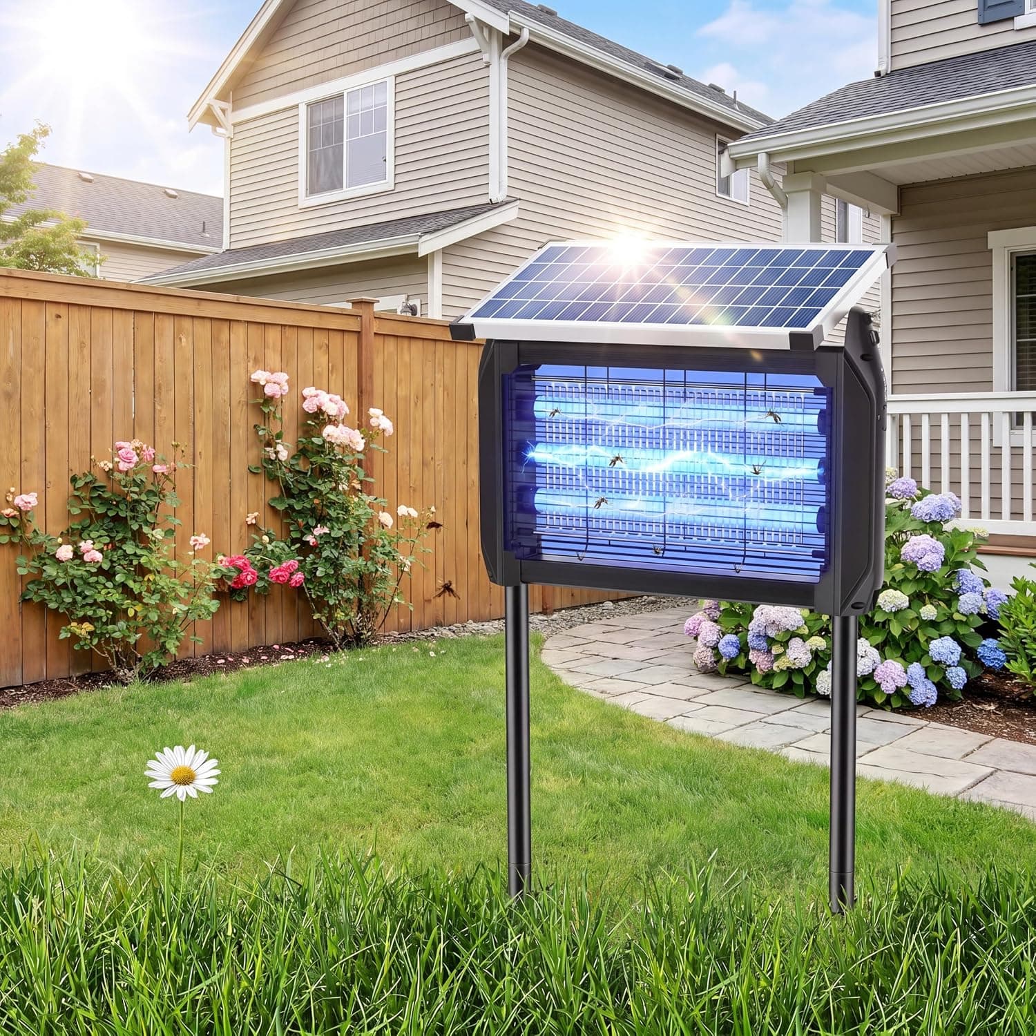 Désinsectiseur Électrique Solaire 10W Extérieur - Lampe Anti-Moustiques