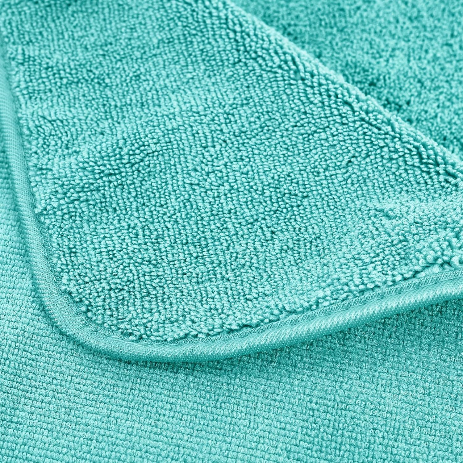 POLYTE Lot de 6 serviettes de bain surdimensionnées en microfibre non pelucheuses, à séchage rapide, 152,4 x 76,2 cm, turquoise