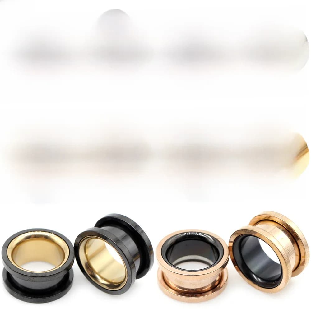 Alisouy Lot de 2 Plugs d'oreille évasés simples en acier inoxydable ajouré, Tunnels, Dilatateurs, Écarteurs, Gauges, Piercing de chair, Bijoux de corps