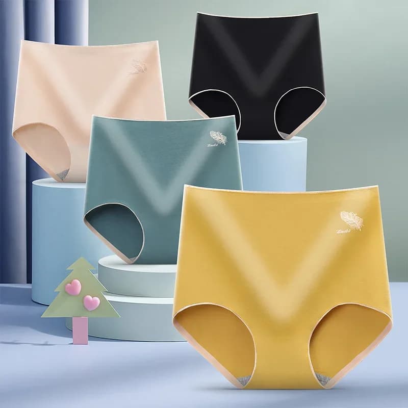 Sous-vêtements en coton pour femmes, culotte Sexy de couleur unie, slip confortable, grande taille, taille haute, sans couture, doux, Lingerie