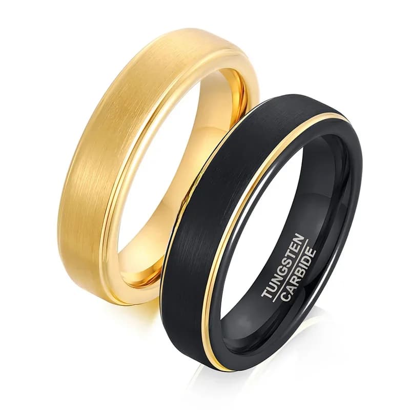 Bague en carbure de tungstène pour homme et femme, alliance, bord biseauté brossé, bijoux de mariage pour couple, cadeau, taille 6-12, 5mm