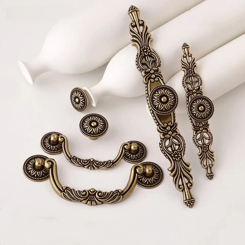 KK & FING – poignées de porte de garde-robe en cuivre Antique, rétro, pour placard, tiroir, boutons à trou unique, décoration d'armoire