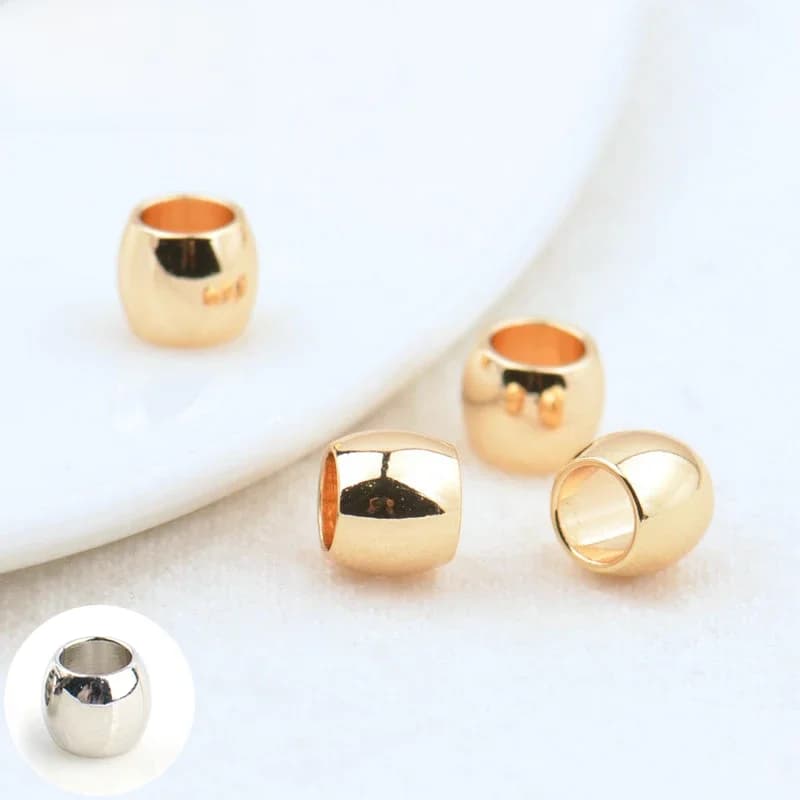(3035) 20 pièces de perles entretoises à grand trou en laiton plaqué or 24K, 6x5MM, pour bracelets, accessoires de bijoux DIY de haute qualité